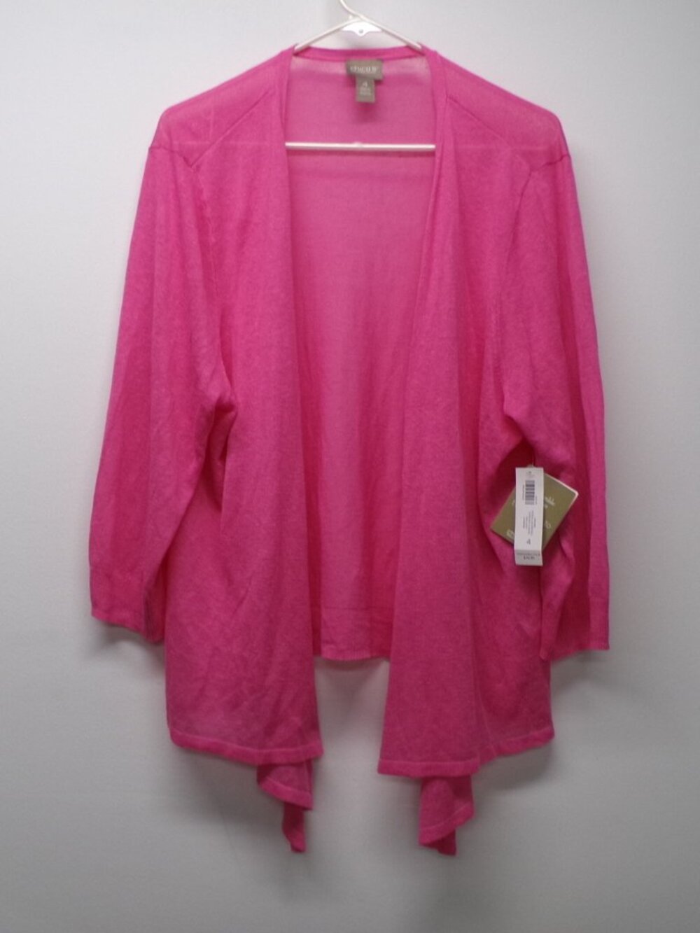 NWT Chico's PINK Lightweight Open Front Convertible Cardigan Sweater sz 4 US 2X